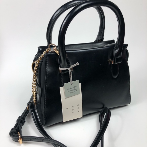 a new day Handbags - Trapezoid Midi Satchel Handbag - A New Day Black -